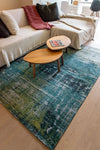 Louis de Poortere atlantic streaks 9126 glen cove Blue, Multicoloured Living Room Flat Weave Rug.