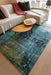 Louis de Poortere atlantic streaks 9126 glen cove Blue, Multicoloured Living Room Flat Weave Rug.