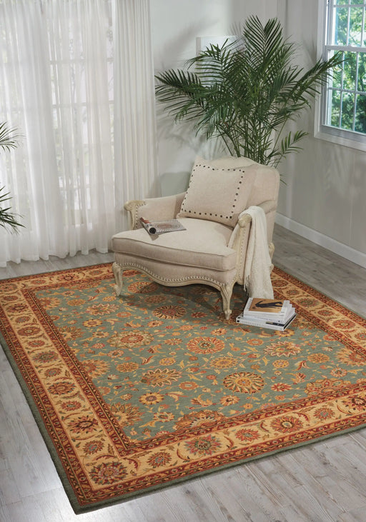 Nourison living treasures li05 aqua Green Living Room Wool Rug.