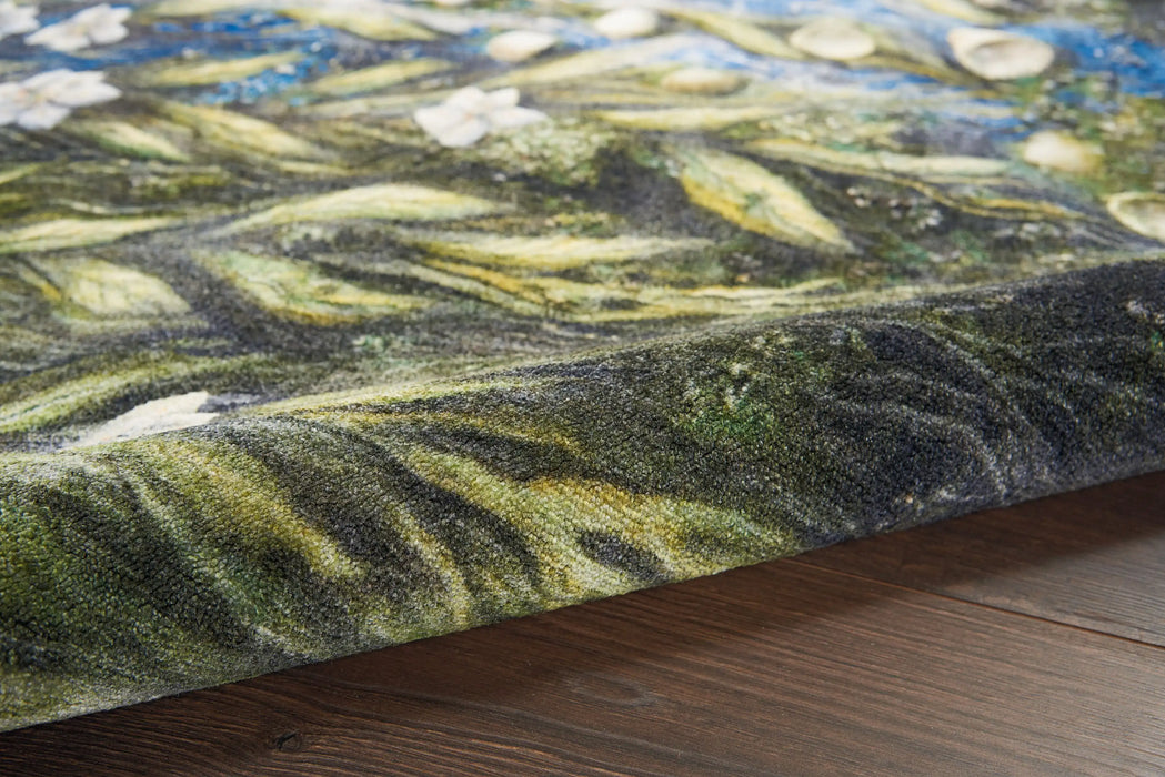 Nourison lida sherafatmand lida4 Green, Multicoloured Living Room Floral Rug.