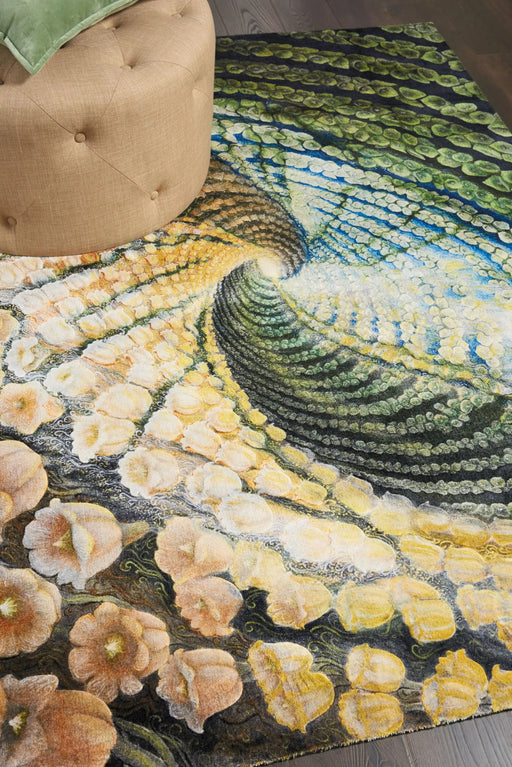 Nourison lida sherafatmand lida5 Multicoloured Living Room Floral Rug.