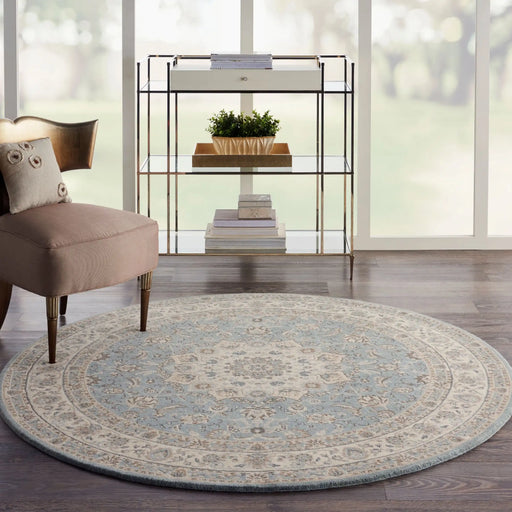 Nourison living treasures li15 aqua ivory Blue, Green, Ivory, Multicoloured Living Room Wool Rug.