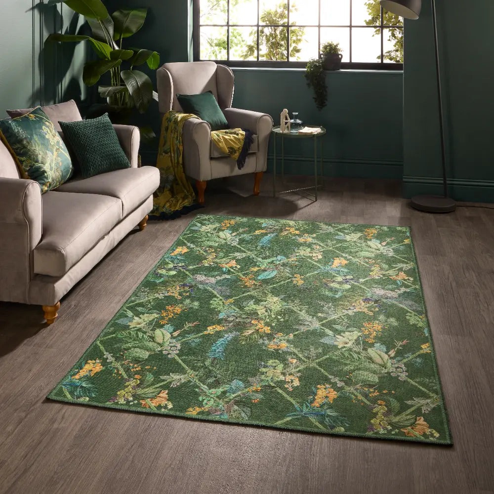 Laurence Llewelyn-Bowen Cotswold Fantasia Green Green Rug — RugsDirect ...