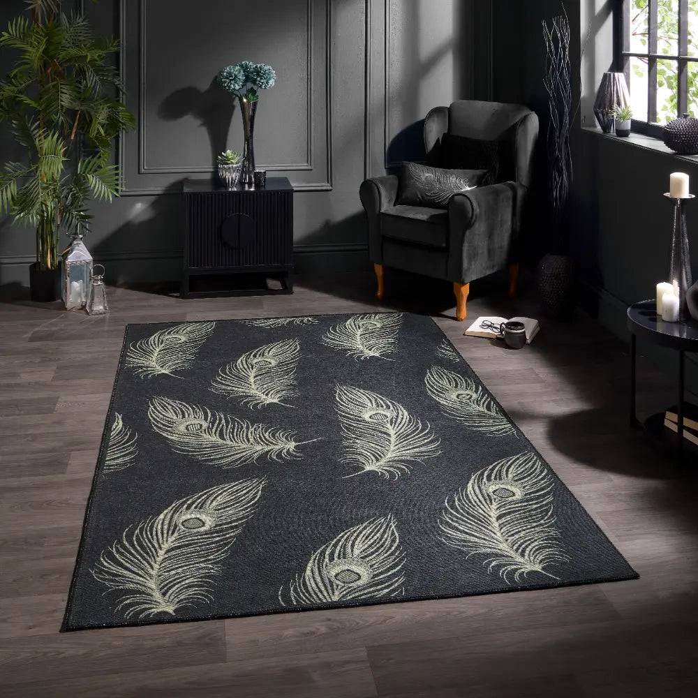 Black Floral Rugs