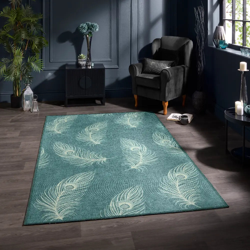 Laurence Llewelyn-Bowen Dandy Teal/Gold Teal Rug — RugsDirect Online