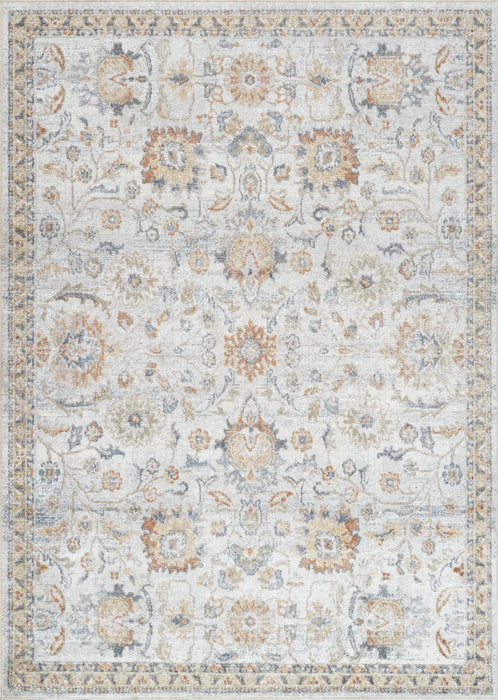 ESTHER Machine Washable Traditional Boho Grey/Oatmeal Rug