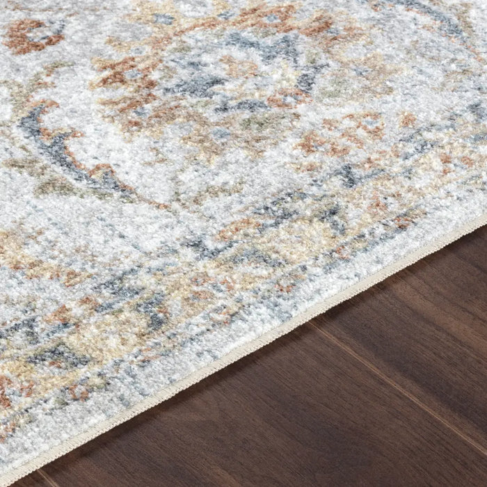 ESTHER Machine Washable Traditional Boho Grey/Oatmeal Rug