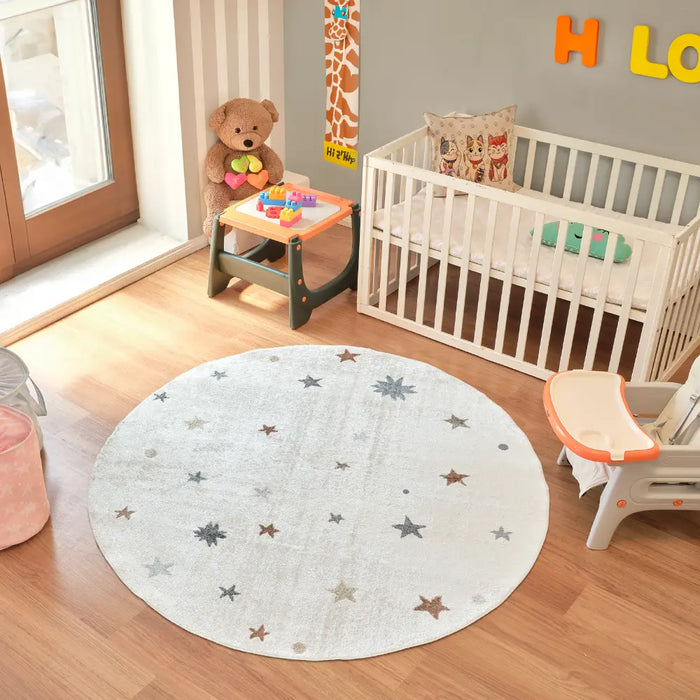 STELLA Kids Machine Washable Multicolour/Beige Bedroom Rug Multicolour