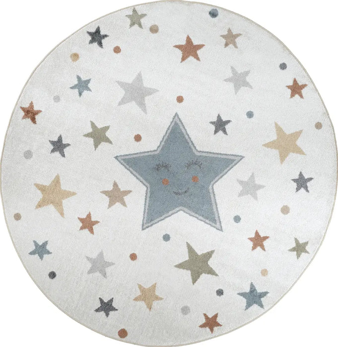 SUPERMAMA Kids Machine Washable Multicolour/Blue/Bedroom Rug Multicolour