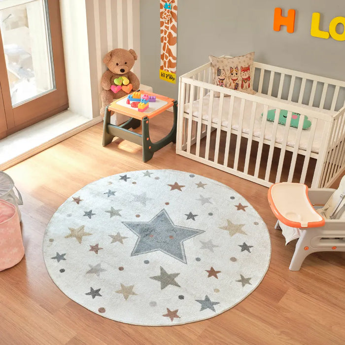 SUPERMAMA Kids Machine Washable Multicolour/Blue/Bedroom Rug Multicolour