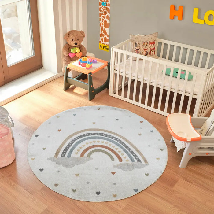 RAINI-BOW Kids Machine Washable Multicolour Bedroom Rug Multicolour