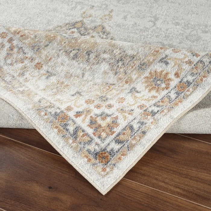 DEEPIKA Machine Washable Traditional Boho Grey/Brown Rug