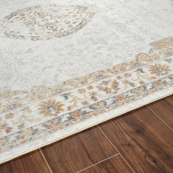DEEPIKA Machine Washable Traditional Boho Grey/Brown Rug
