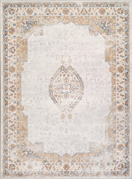 DEEPIKA Machine Washable Traditional Boho Grey/Brown Rug