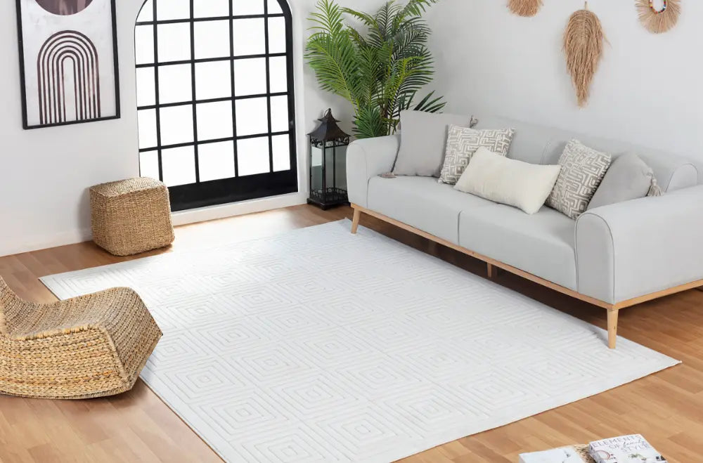 SAKURA In- & Outdoor Scandi Modern White Rug
