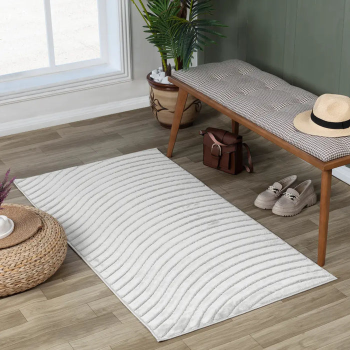 AYUMI In- & Outdoor Scandi Modern White Rug