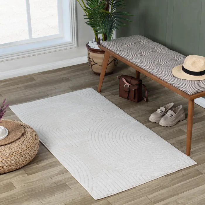 REYKO In- & Outdoor Scandi Modern White Rug