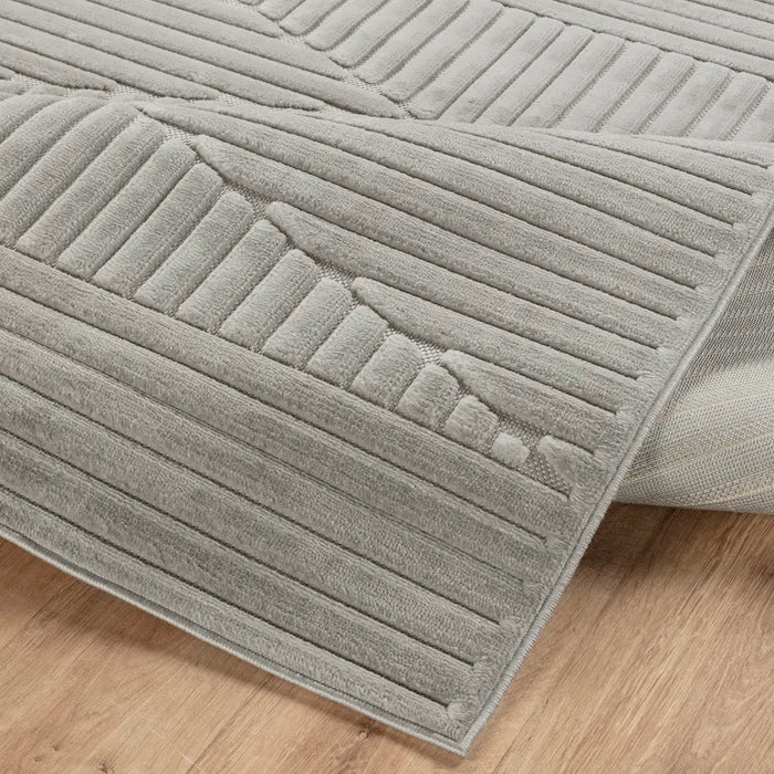 Mitsuko In- & Outdoor 3D High & Low Pile Textured Grey Rug
