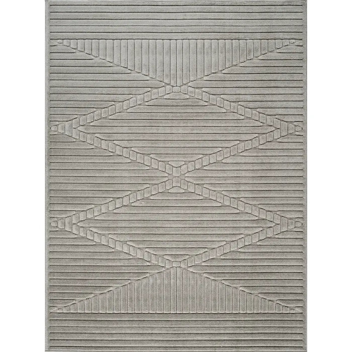 Mitsuko In- & Outdoor 3D High & Low Pile Textured Grey Rug