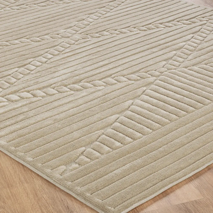 Mitsuko In- & Outdoor 3D High & Low Pile Textured Beige Rug