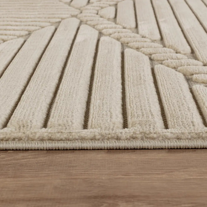 Mitsuko In- & Outdoor 3D High & Low Pile Textured Beige Rug