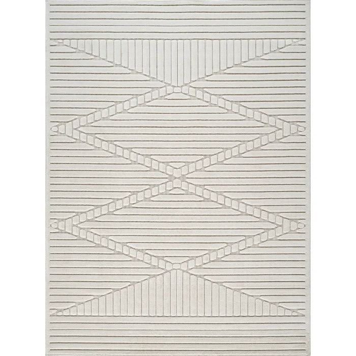 Mitsuko In- & Outdoor 3D High & Low Pile Textured White Rug