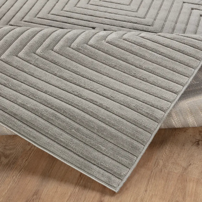 Naoko In- & Outdoor 3D High & Low Pile Textured Grey Rug