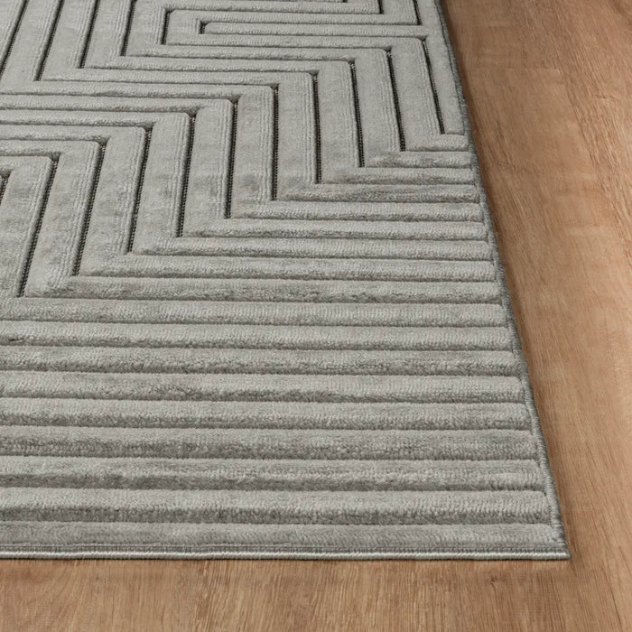 Naoko In- & Outdoor 3D High & Low Pile Textured Grey Rug