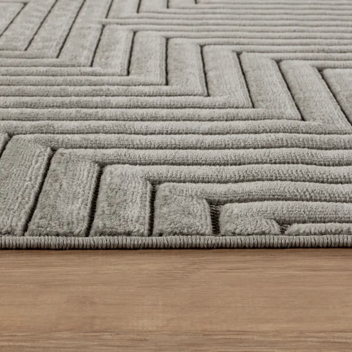 Naoko In- & Outdoor 3D High & Low Pile Textured Grey Rug