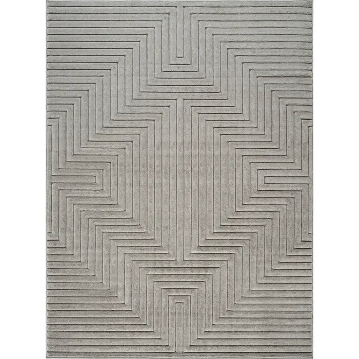 Naoko In- & Outdoor 3D High & Low Pile Textured Grey Rug