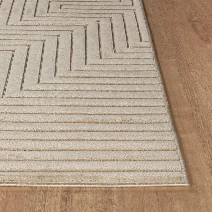 Naoko In- & Outdoor 3D High & Low Pile Textured Beige Rug