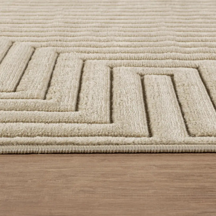Naoko In- & Outdoor 3D High & Low Pile Textured Beige Rug