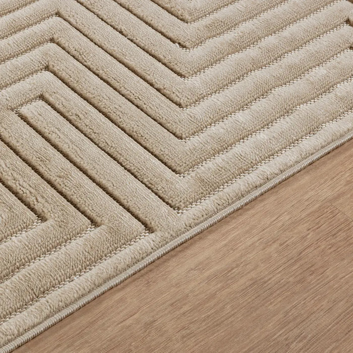Naoko In- & Outdoor 3D High & Low Pile Textured Beige Rug