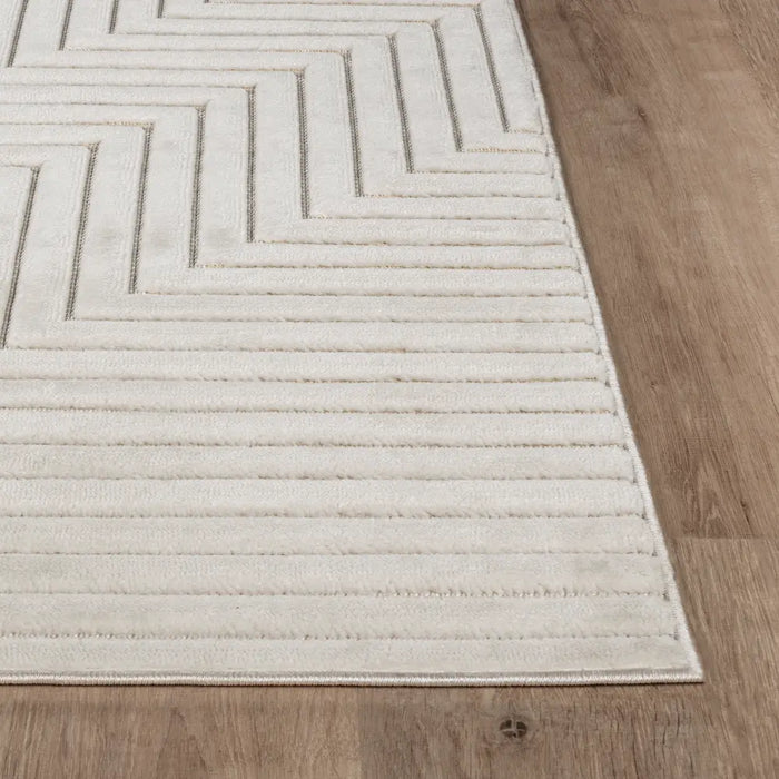 Naoko In- & Outdoor 3D High & Low Pile Textured White Rug