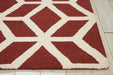 Nourison linear lin01 brick ivory Ivory, Red Living Room Wool Rug.