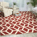 Nourison linear lin01 brick ivory Ivory, Red Living Room Wool Rug.