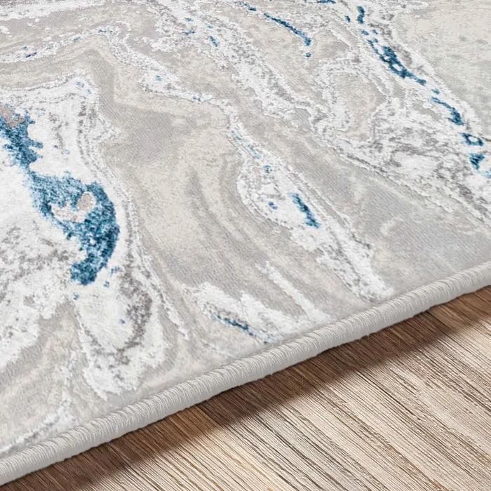 Dahlia Abstract Modern Marble Dark Blue Rug