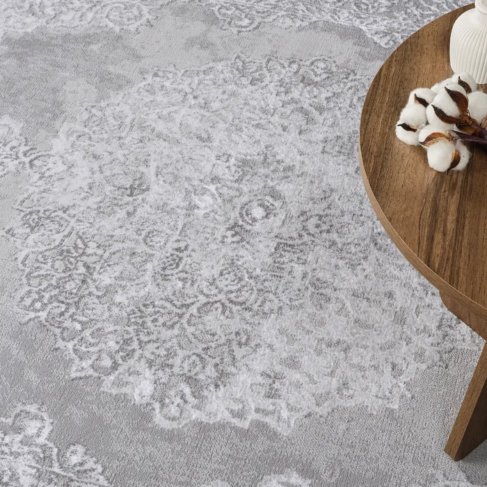 DEFNE Vintage Traditional Oriental Boho White/Grey Rug