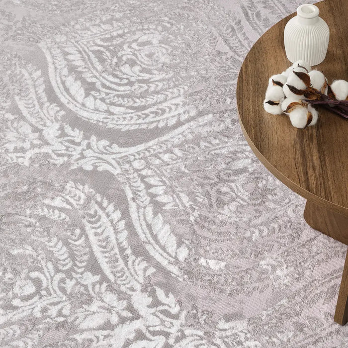 INGRID Vintage Traditional Oriental Boho White/Grey Rug