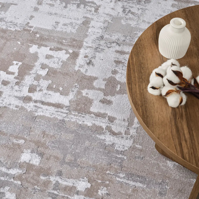 ORGANA Abstract Modern Marble White/Beige Rug