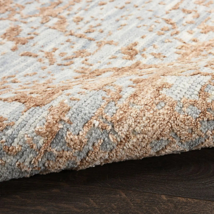 Nourison Delivered in 6 weeks   USA luna lun01 blue mocha Blue, Brown Living Room Striped Rug.