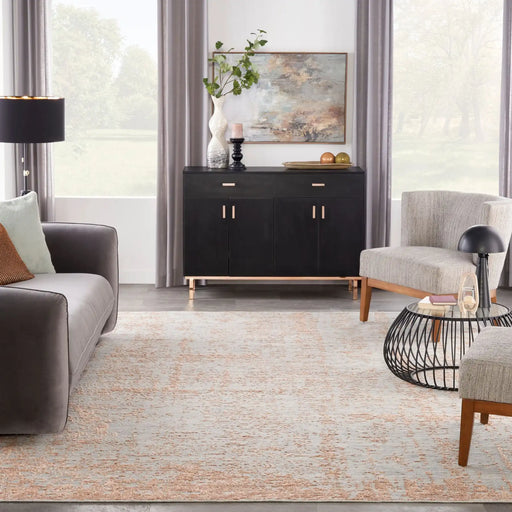 Nourison Delivered in 6 weeks   USA luna lun01 blue mocha Blue, Brown Living Room Striped Rug.