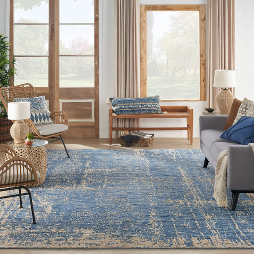 Nourison Delivered in 6 weeks   USA luna lun01 dark blue mocha Blue, Brown Living Room Striped Rug.