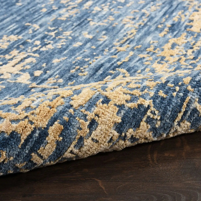 Nourison Delivered in 6 weeks   USA luna lun01 dark blue mocha Blue, Brown Living Room Striped Rug.