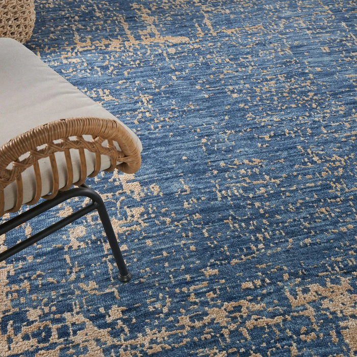 Nourison Delivered in 6 weeks   USA luna lun01 dark blue mocha Blue, Brown Living Room Striped Rug.