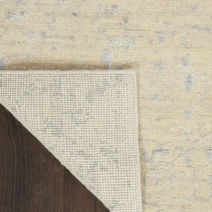 Nourison Delivered in 6 weeks   USA luna lun01 ivory silver blue Blue, Grey, Ivory, Multicoloured Living Room Striped Rug.