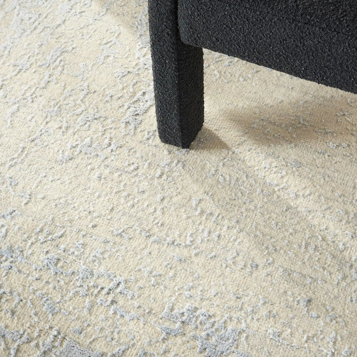 Nourison Delivered in 6 weeks   USA luna lun01 ivory silver blue Blue, Grey, Ivory, Multicoloured Living Room Striped Rug.