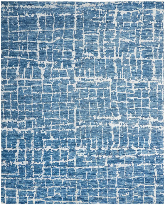 Nourison Delivered in 6 weeks   USA luna lun02 blue silver Blue, Grey Living Room Striped Rug.