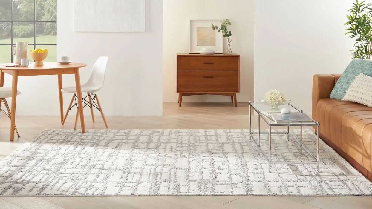 Nourison Delivered in 6 weeks   USA luna lun02 ivory grey Grey, Ivory Living Room Striped Rug.