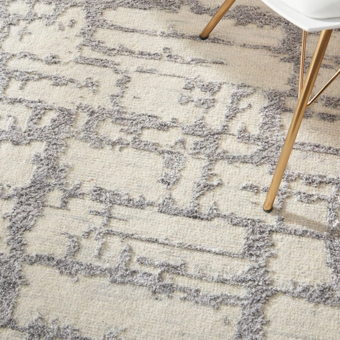 Nourison Delivered in 6 weeks   USA luna lun02 ivory grey Grey, Ivory Living Room Striped Rug.